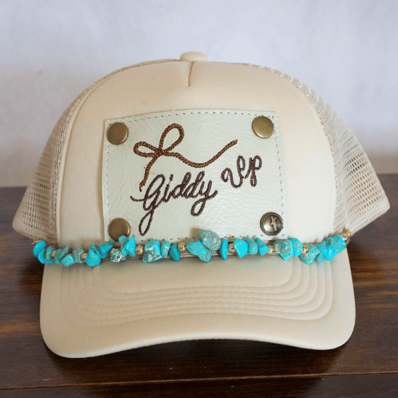 Chunky Turquoise and Gold Hat Chain