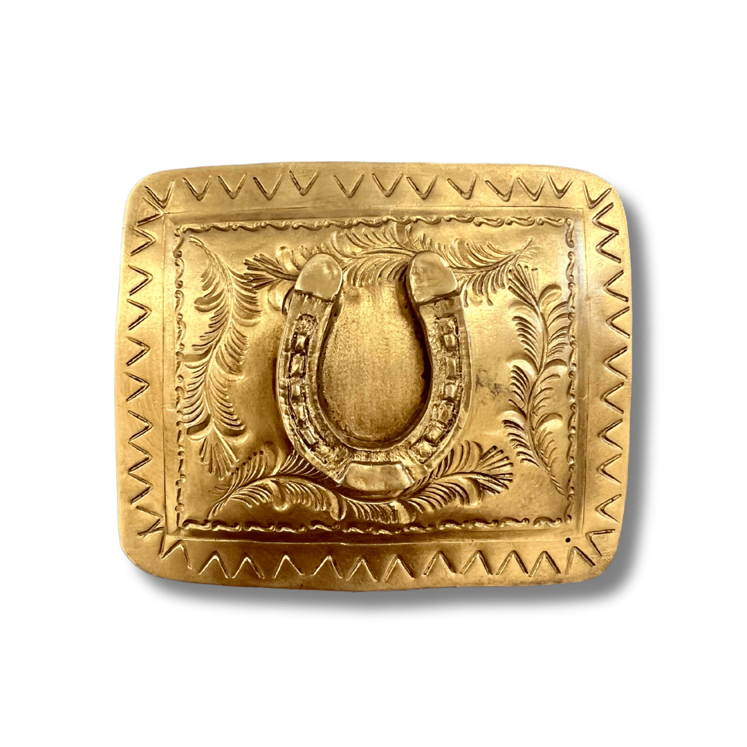 Belt Buckle -  Gold Horseshoe