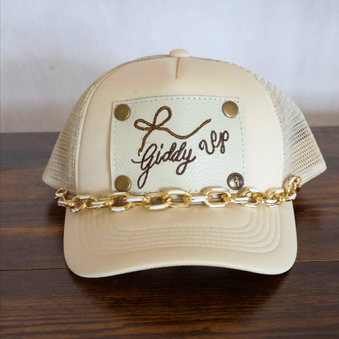 Chunky Gold and White Hat Chain