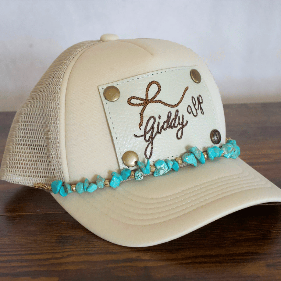 Chunky Turquoise and Gold Hat Chain