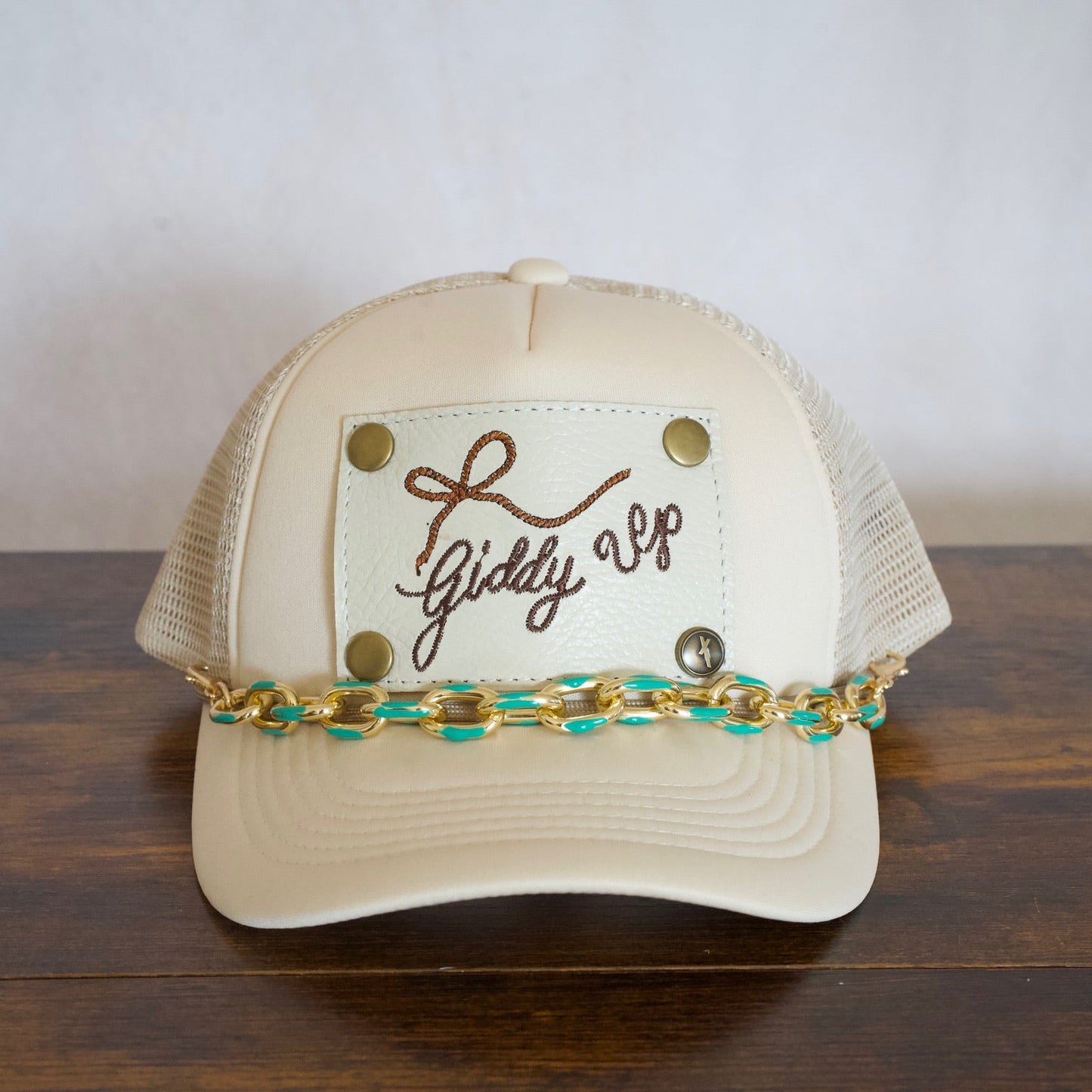 Chunky Gold and Turquoise Hat Chain
