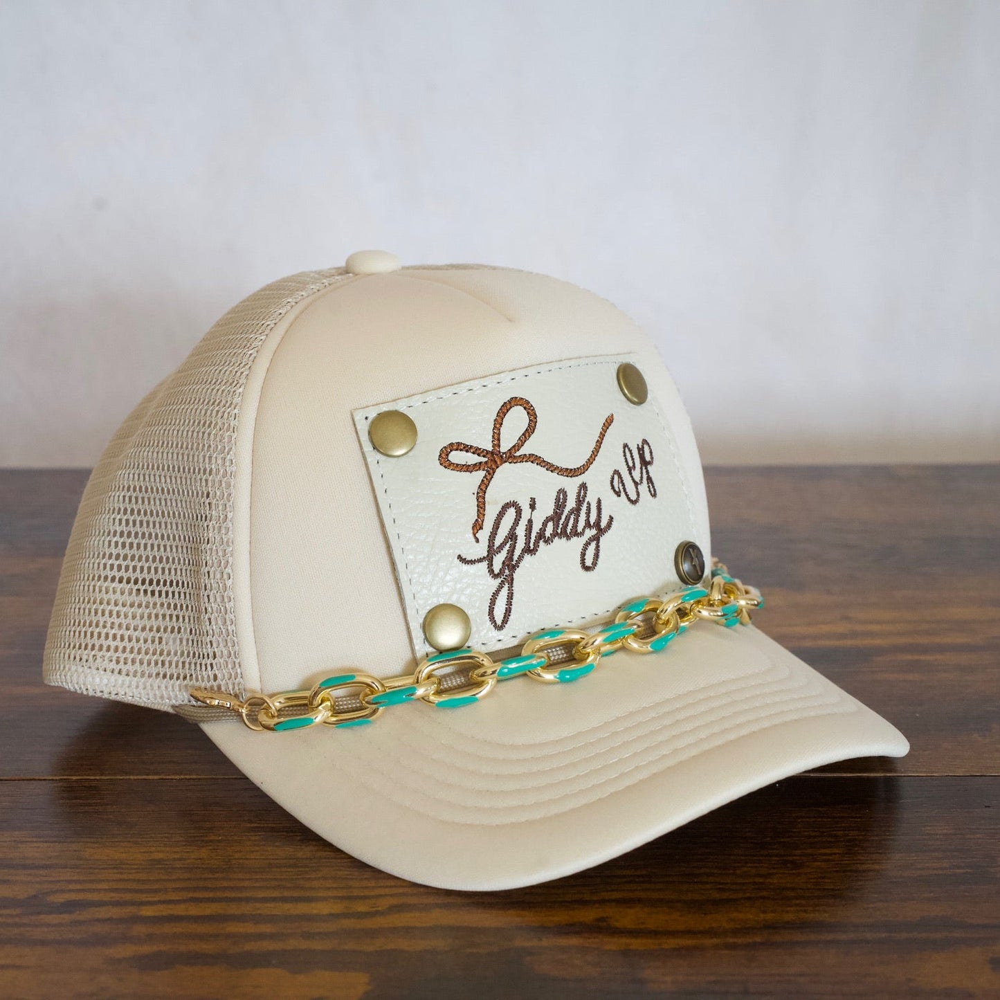 Chunky Gold and Turquoise Hat Chain