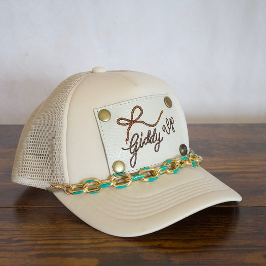 Chunky Gold and Turquoise Hat Chain
