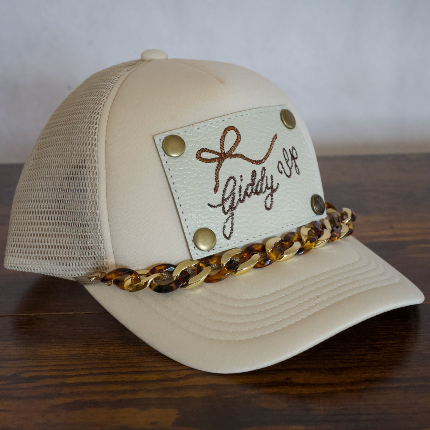Chunky Tortoise Shell and Gold Hat Chain
