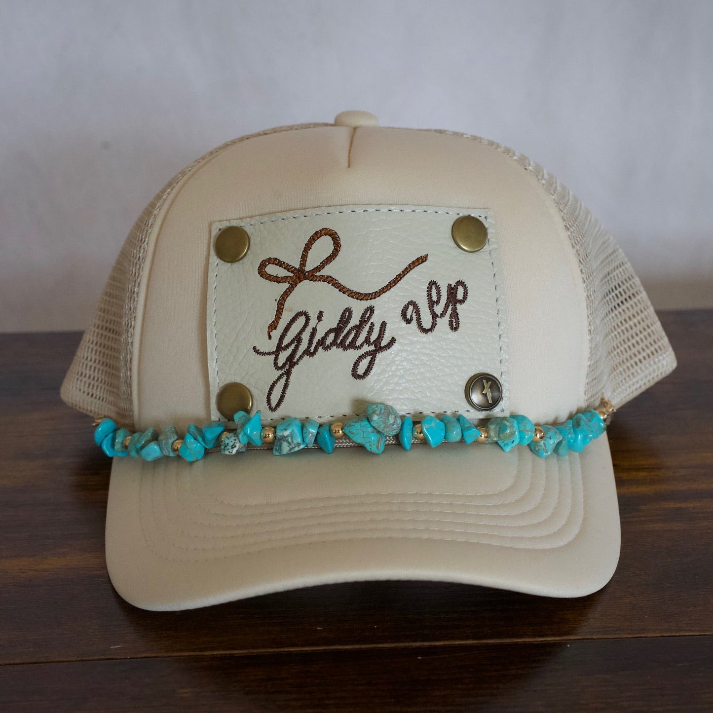 Chunky Turquoise and Gold Hat Chain