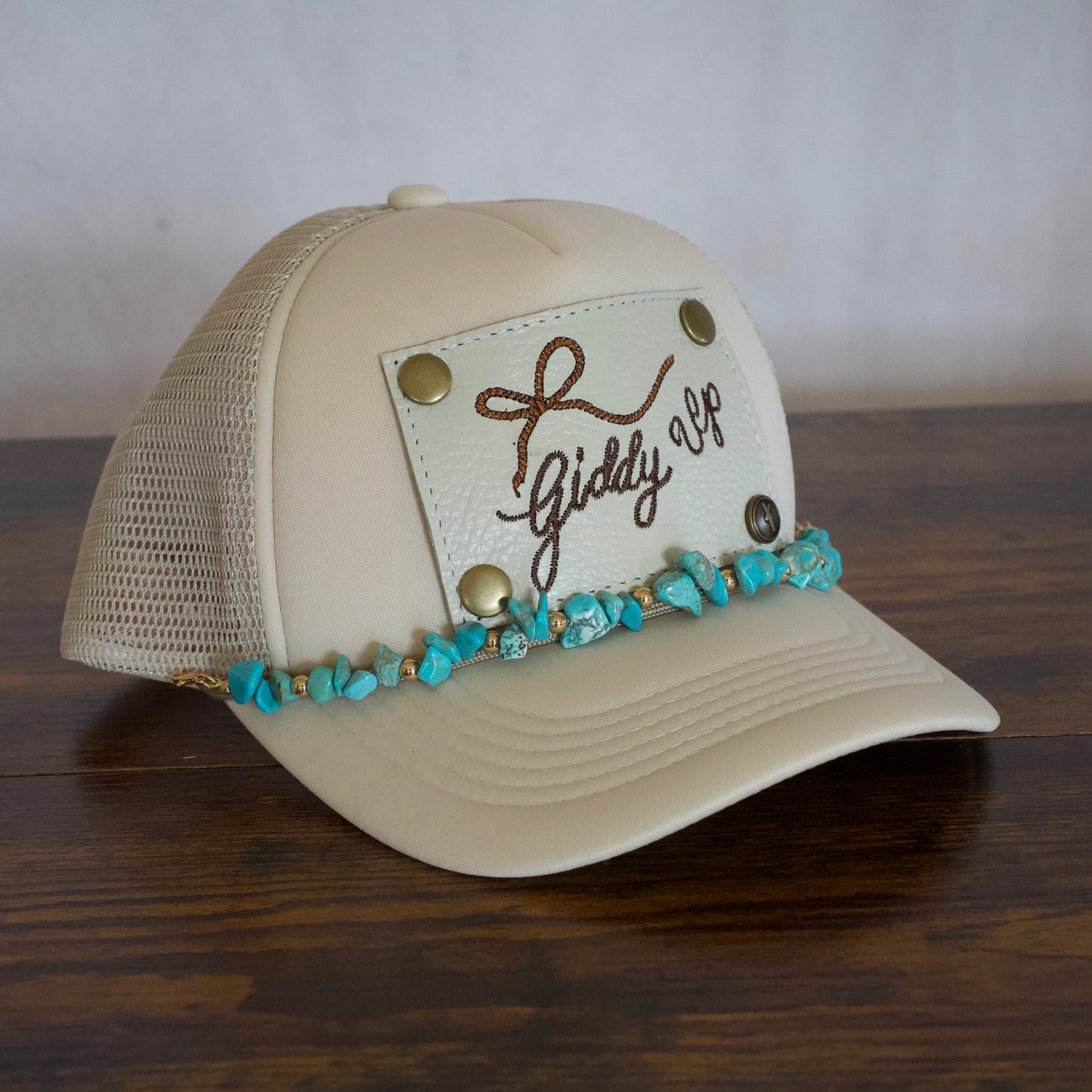 Chunky Turquoise and Gold Hat Chain